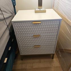 White Nightstand with Gold