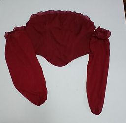 Fashion Nova Burgundy Ruffle Crop Top Long Sleeve Corset  XL