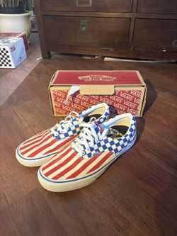 Vans Men/Women's Shoes "Era Pro" (50th) '83 Stripes/Checkerboard/Red/Blue/White