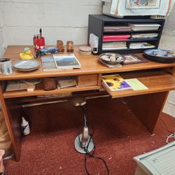 Danish Mid-Century Modern Teak Desk with Keyboard Pull Out and Under-storage