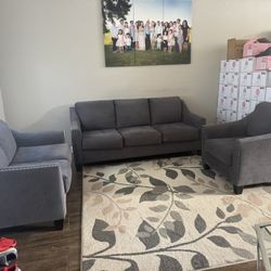 3 Pieces Sofa Set Dark Gray Color