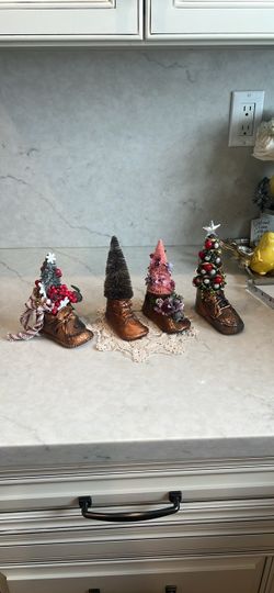 Vintage baby shoe with Christmas decorations and made each $28
