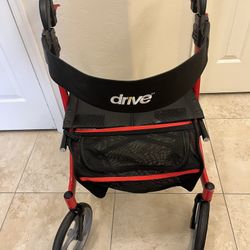 Drive Medical Nitro Euro Style Rollator Rolling Walker in red