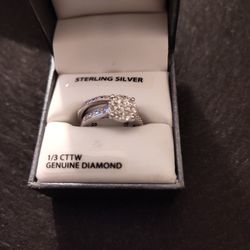 Sterling Silver Genuine Diamond Ring