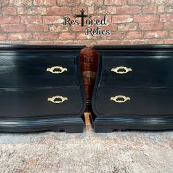 2 Classic Black Vintage Nightstands 