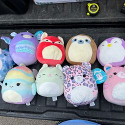 Lot of 9 Squishmallows Plush Toys, Assorted Animals, Great Condition, 8””-10” 