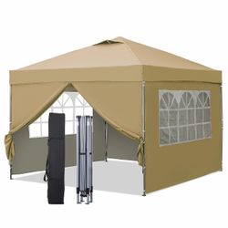 New 10x10 Pop-Up Canopy Tent with Side Walls. Available Gray and Khaki