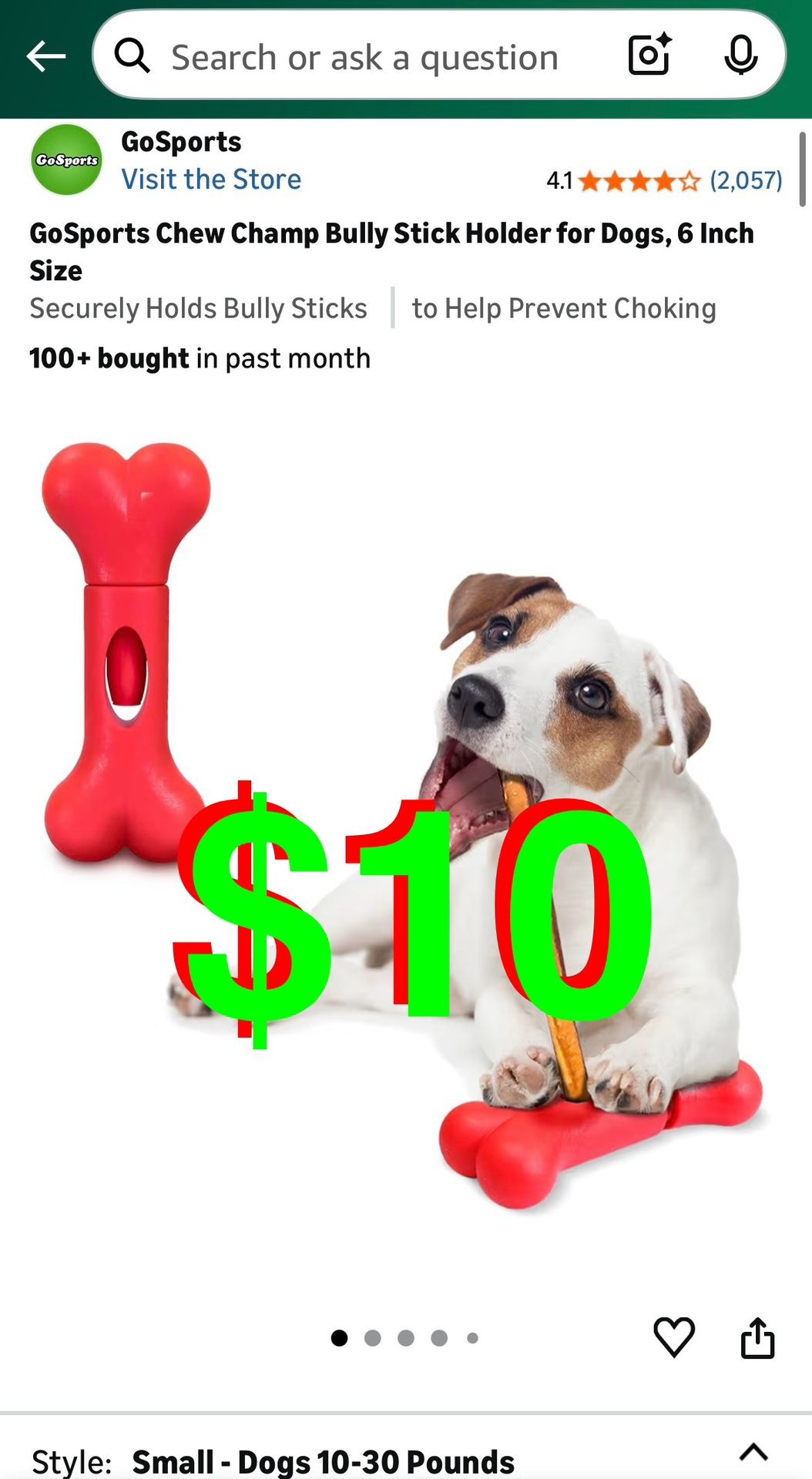 GoSports Chew Champ Bully Stick Holder for Dogs, 6 Inch Size