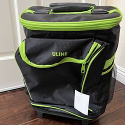 Uline Black Lime Green Rolling Cooler S-23879