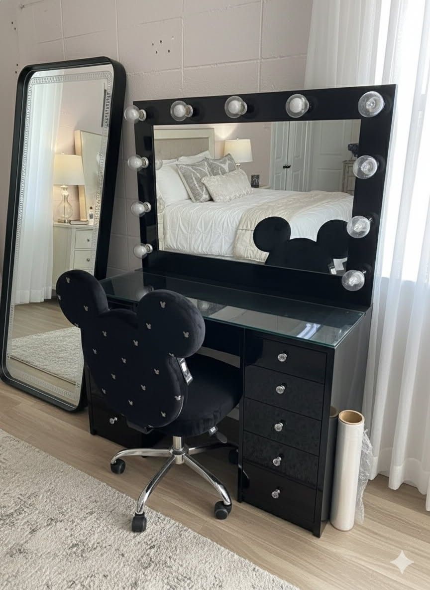 BRAND NEW BLACK HOLLYWOOD MAKEUP VANITY SAME DAY DELIVERY