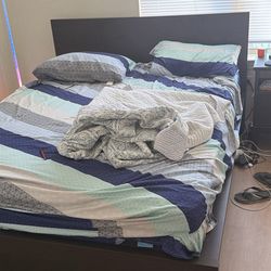 Dark Brown Platform Bed Frame w Headboard without matress and pillows