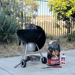 Moving sale Weber Original Kettle Premium Charcoal Grill, 22-Inch with half bag charcoal, Black