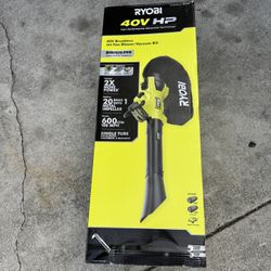 RYOBI 40V HP Brushless 100 MPH 600 CFM Cordless Leaf Blower/ Mulcher/Vacuum with (2) 4.0 Ah Batteries and Charger