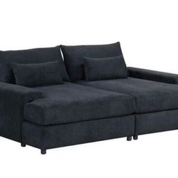 Jaylee Black Fabric 88” Wide Oversized Sleeper Sofa