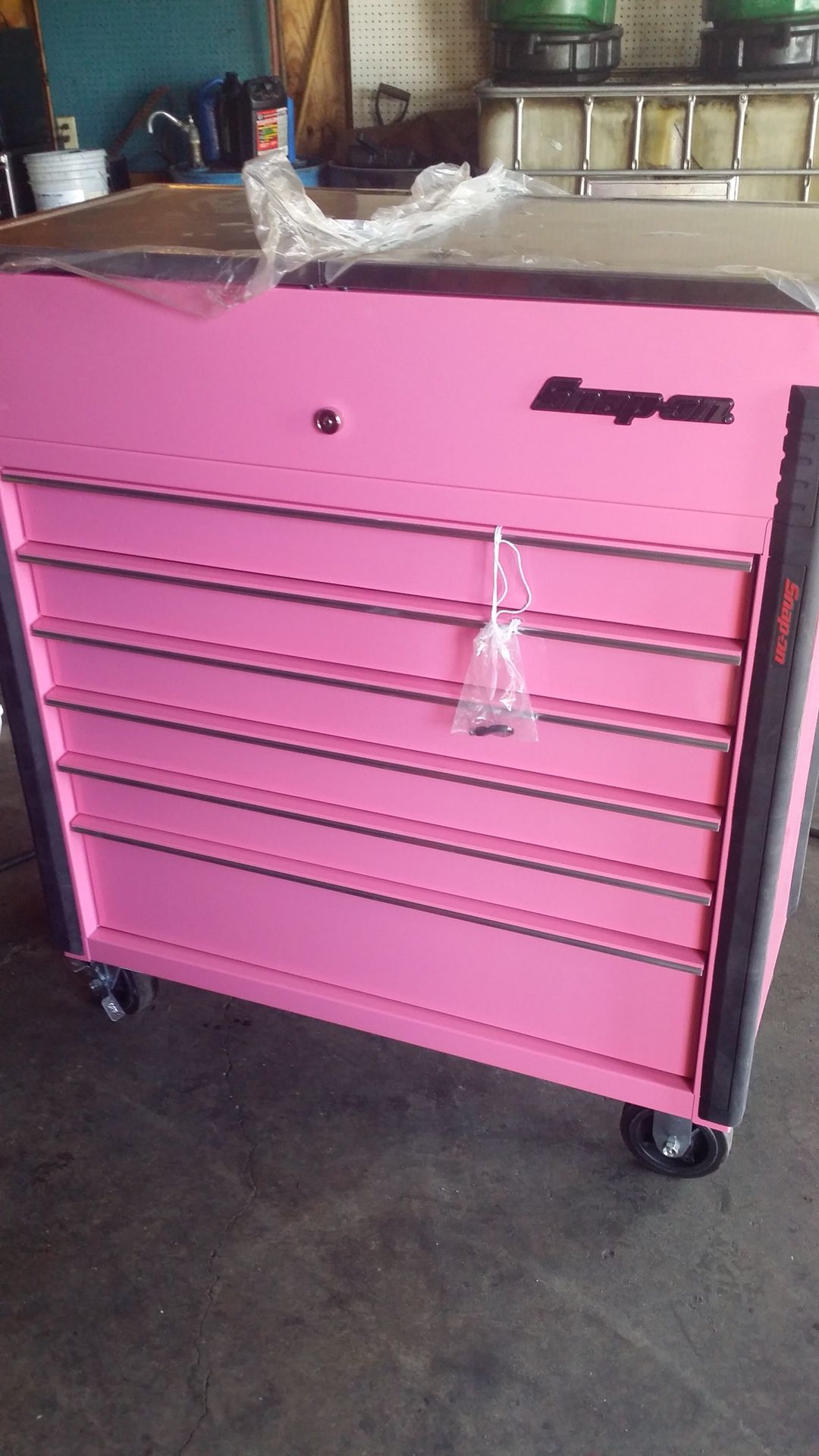 Pink snap on tool box