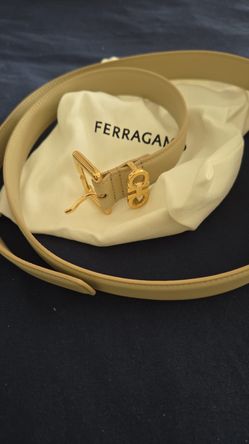 Ferragamo Leather Belt with Gold Buckle