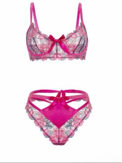 Hustler Hollywood “Oh La La Cheri” ROSIE EMBROIDERED UNDERWIRE BRA SET-MED