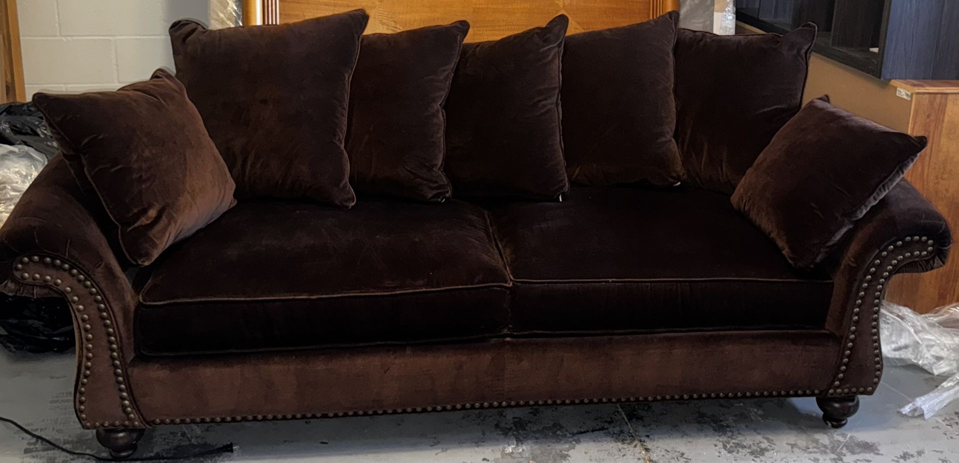 Beautiful Luxury Brown Velvet Sofa