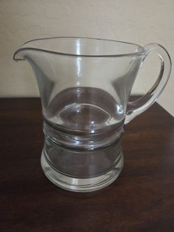 NEW 8X10 HEAVY PITCHER, CLEAR GLASS WITH RIDGE DESIGN $10.00