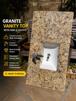 Granite Bathroom Vanity Countertop w/ Sink & Faucet