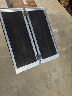Aluminum RAMP - portable 3 FT size, take anyway. (36”x29”) wide for doorway. Outside steps.