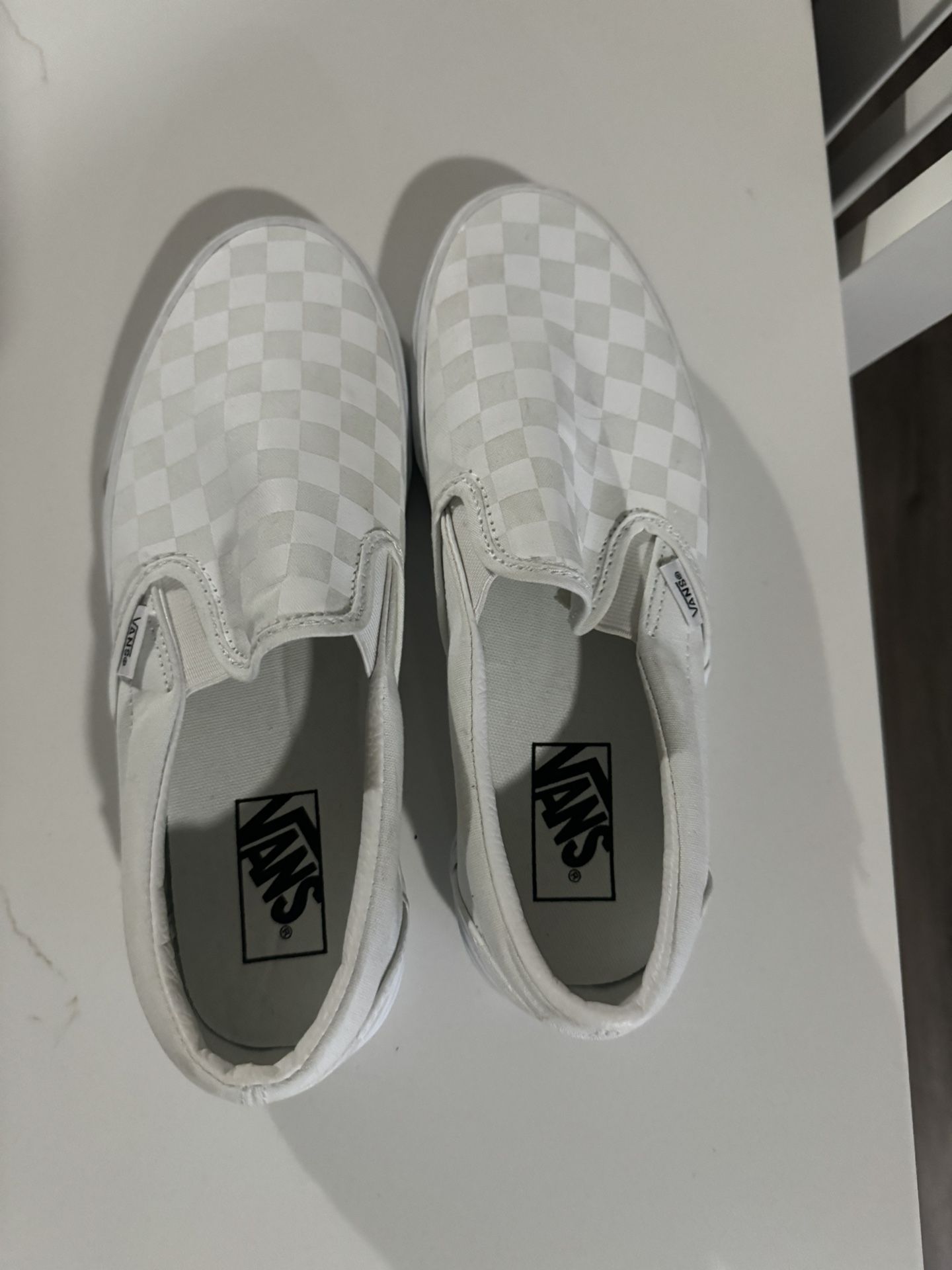 White On White Vans W Size 9