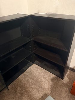 Black Bookcase Shelving Units – Set of 2