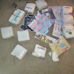 Baby Diapers Size N/1&2/ Gender Reveal Decor!