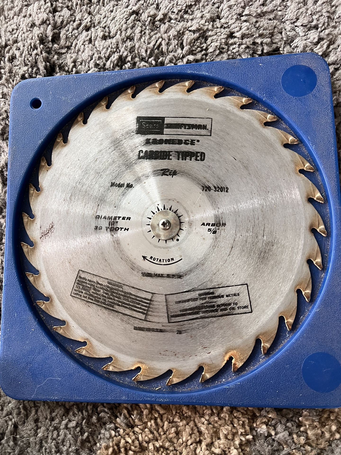 Craftsman 30 Tooth 10” Diameter Carbide Tipped Circular Saw Blade