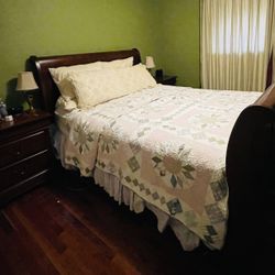 Queen sleigh Bed solid Walnut Wood - Night Stands Not Included