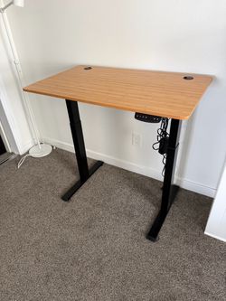 Electric Standing Desk with Bamboo Top