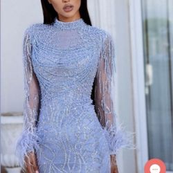 Portia And Scarlet Light Blue Beaded Dress 