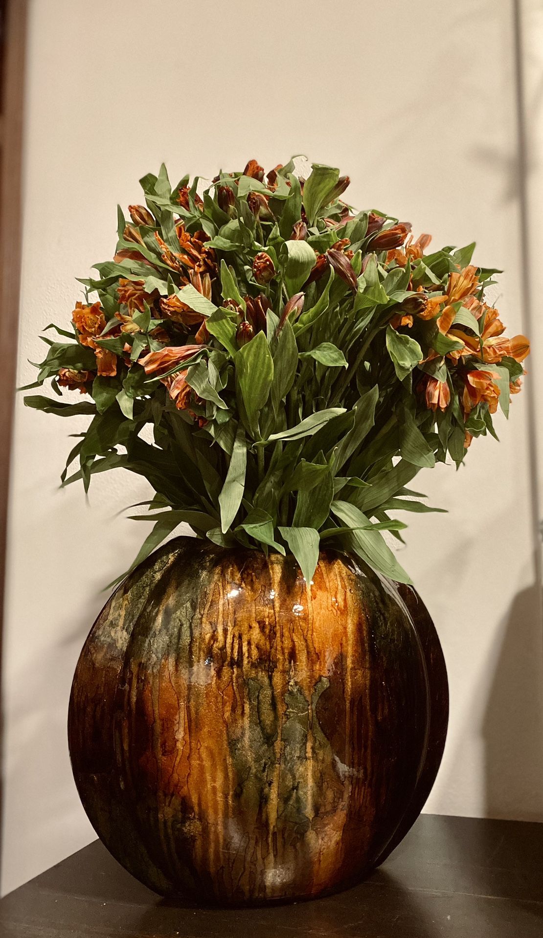 Large Copper Green Bronze Gold Vase For Flowers 