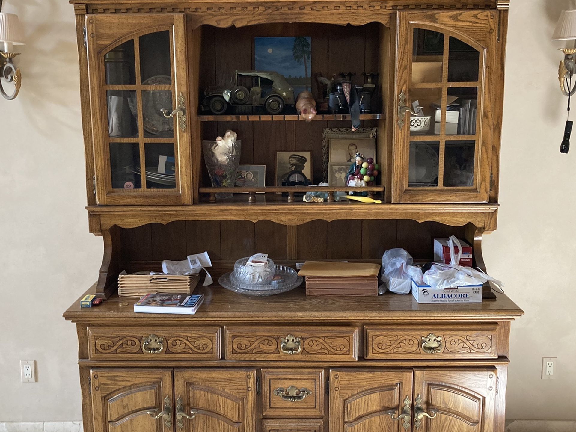 Formal dining room table set 6 chairs cabinet
