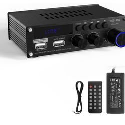 Sunbuck Mini amplificador, amplificador estéreo de 2 canales, amplificador de potencia de salida máxima de 300 Wx2, amplificador Bluetooth para altavo