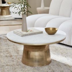 West Elm Marble Topped Pedestal Coffee Table