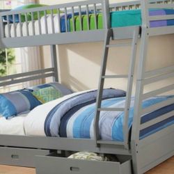 Bunk bed Twin Full with Storage drawers Free Mattress NAVY OR GRAY