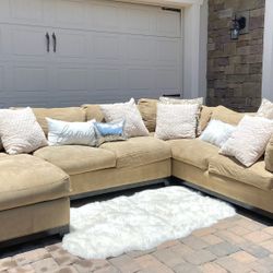 Beige U Shaped Sectional Couch 