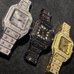 Three 🇮🇹pieces Titanium Black Gold White Silver Lab Ice 🇮🇹