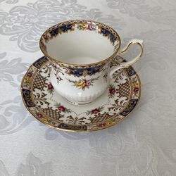 Queen's Rosina Blue "Kenilworth" Tea Cup & Saucer Made In England