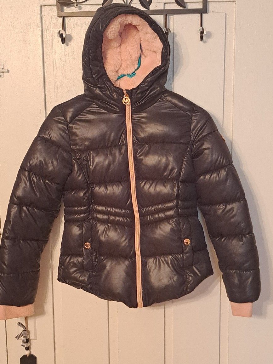 Michael Kors Puffer Coat Girls Size 14 Black Pink