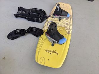 Wakeboard, Gloves, and Life Vest 
