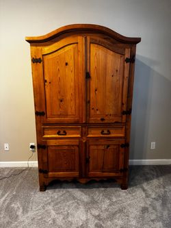 Wooden armoire dresser chest