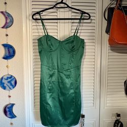Green Satin Mini Dress