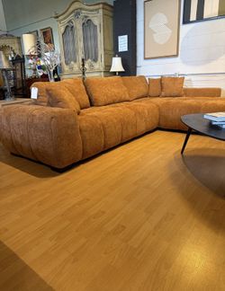 Beautiful Mid Century Modern Style Orange Sofa Sectional With Chaise Mcm