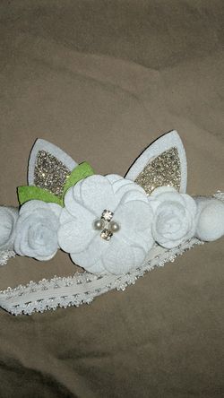 Baby girl headband Laura Ashley silver light blue green