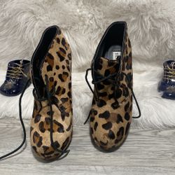 Steve Madden Annie Pony Hair leopard Platform Wedges Size 7