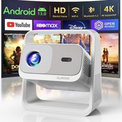 Smart Projector with WiFi and Bluetooth, Built-in Apps, Electric Focus & Auto Keystone Portable Outdoor Projecor