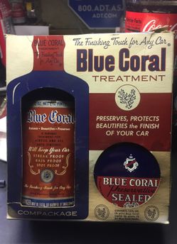 1950’s BLUE CORAL WAX AND SEALER CAR FINISH!!! 🤩NICE COLLECTABLE FOR AUTO ENTHUSIAST!! IT EVEN HAS THE ORIGINAL CALDOR PRICE TAG!!!!
