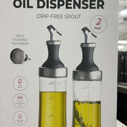 Finedine Glass Oil Dispenser Drip-Free Spout 2 Pack, 18 oz